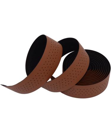 KINGOU Luxury PU Leather Handlebar Tape for Fixed Gear & Road Bikes | Natural Brown Bar Wrap with Reflective Plug - Buy Online on GoSupps.com