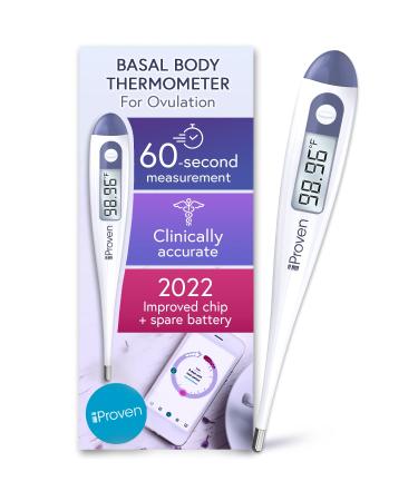 Digital Basal Thermometer, 1/100th Degree High Precision, Quick 60-Sec Reading, Memory Recall, Accurate BBT Thermometer for Natural Ovulation Tracking by iProven
