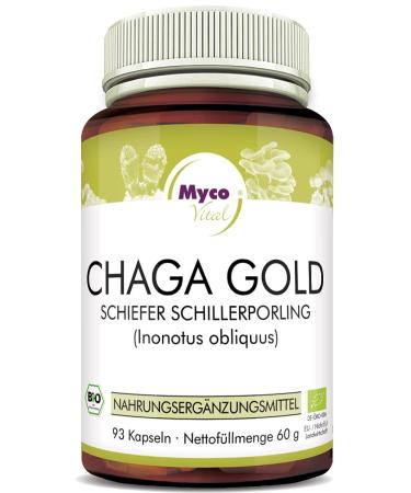 Chaga gold mushroom powder capsules |93 mushroom capsules with 750mg of high quality mushroom powder |Vital fungus powder |Superfood 100% vegan (Chaga Gold)