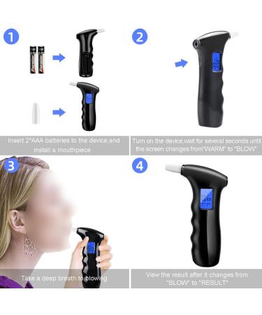 Portable Alcohol Tester Breathalyzer with LCD Display and Sound Alarm - Includes 5 Mouthpieces for Drivers or Home Use - Buy Online on GoSupps.com