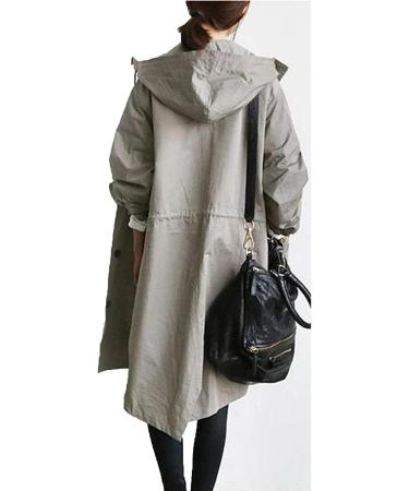 2023 Stylish Medium Length Windbreaker Coat for Women - X-Large Grey - Buy Online on GoSupps.com