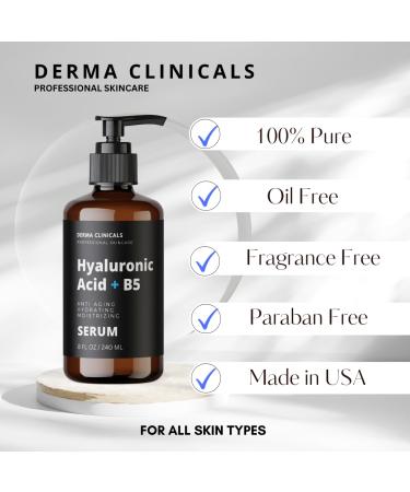 Hyaluronic Acid Serum with Vitamin B5 Anti-Aging Hydrating facial Serum Plumping Lightweight Fast Absorbing - 8oz - Buy Online on GoSupps.com