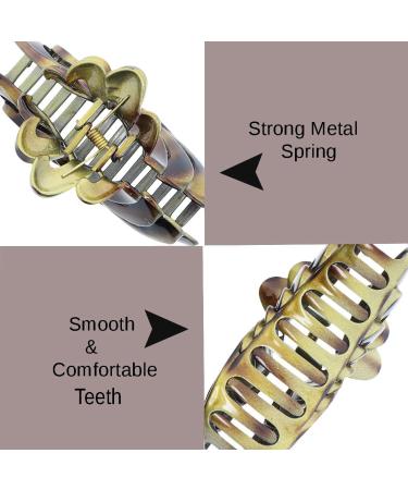 Motique Accessories 5 Large Jaw Clip Hair Claw with Leaf Design in Brown - Stylish Hair Accessory - Buy Online on GoSupps.com