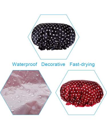 Zarrs Shower Hood 2-Pack for Women | Reusable Waterproof Elastic Bathroom Caps | Large Spa Salon Hats in Black & Red - Buy Online on GoSupps.com