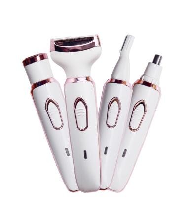 4 In 1 electrical razor for women haircutting for face mustache arm leg armpit bikini stainless steel blade washable heads Hair cutter white