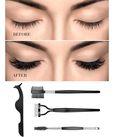 EBANKU Eyelash Comb & Spoolie Set - Double Ended Professional Eyelash Separator Tool for Perfect Lashes - 4pcs Black - International Shipping Available - Buy Online on GoSupps.com
