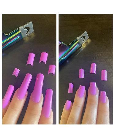 Aqua Nails JUMBO PACK 400 PCS Extra Long C Curve Nail Tips Half Cover Straight Square with Nail Cutter - Natural Clear False Artificial Fake Nails - Buy Online on GoSupps.com