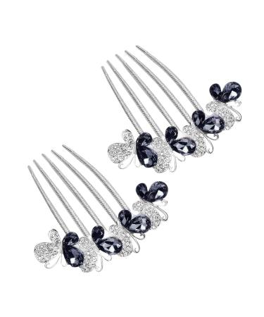 URFEDA Crystal Butterfly Hair Comb Shiny Rhinestone Hair Pin Wedding Bridal Hair Accessories Elegant Headpiece Fashion Hair Styling Accessories French Hair Accessories for Women Girls 2 Pieces