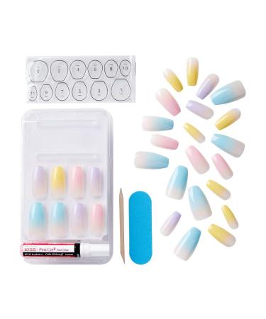 KISS Gel Fantasy Destiny Long Multi-Colored Pastel Tips Nail Kit - 28 Fake Nails with Adhesive Tabs, Glue, Manicure Stick & File - Buy Online on GoSupps.com