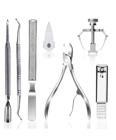 Kimihome Ingrown Toenail Treatment(7PCS) Professional Toenail Clippers Ingrown Toenail Treatment Pedicure for Ingrown & Thick Nail Stainless Steel Ingrown Toenail Tools