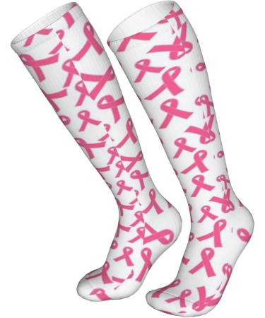 Ribbons Breast Cancer Compression Socks for Men & Women - 15-20 mmHg Circulation Support for Running & Cycling - Buy Online on GoSupps.com