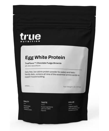 True Nutrition Egg White Protein Powder - Low Carb Paleo Keto Carnivore Lactose-Free Gluten-Free (Chocolate Fudge Brownie 1lb) Chocolate Fudge Brownie 1 Pound (Pack of 1)