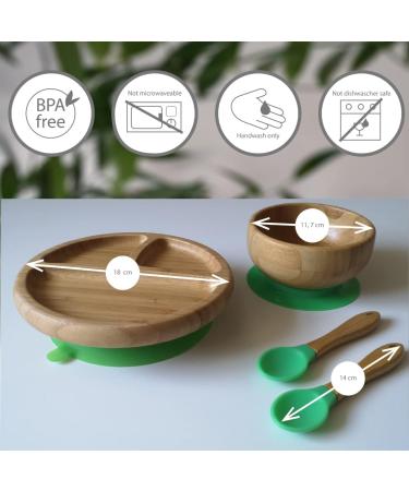 Love Earth Bamboo Baby Weaning Set - 5 Piece Including Suction Plate, Bowl, Spoons, Silicone Bib - Eco-Friendly Set for Babies 3 Months to 6 Years (Orange) - Buy Online on GoSupps.com
