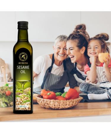 Sesame Oil 500ml - Pure Cold Pressed Oil for Cooking & Hair Care - Natural Sesamum Indicum for Food & Beauty - Buy Online on GoSupps.com