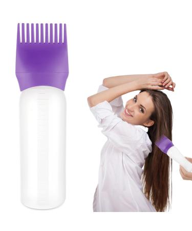 SIBBA root comb applicator bottle 170 ml hair oil applicator Applicator bottle for hair dyer flap Applicator brushes with a graded scale of professional brush applicator comb dark violet