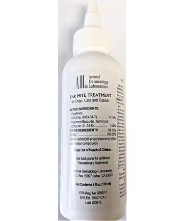 Animal Dermatology Ear Mite Treatment for Dogs & Cats - 4 ounces