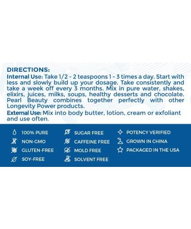 Longevity Power Pearl Beauty 10:1 Hydro-Ethanol Extract of Hydrolyzed Akoya Oyster Sea Pearl Skin Gut and Tissue Health 100 servings 150g (6.3oz) - Buy Online on GoSupps.com