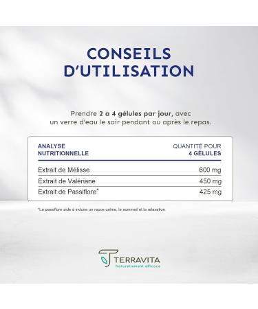 Passionflower Valerian | 100% Plant-Free Sleep Formula | With Melatonin Free | With Melissa for Fast Sleep/Repairing Sleep | 90 Capsules | Made in France | Terravita - Buy Online on GoSupps.com