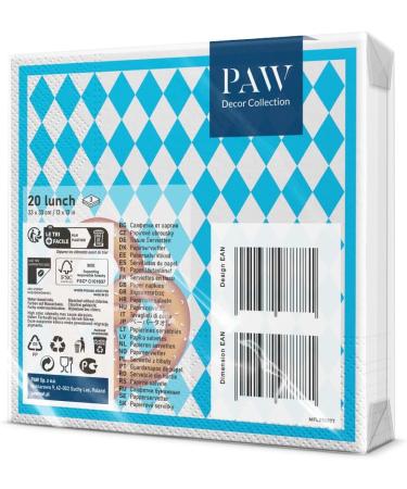 Buy PAW 3-Layer Colorful Napkins (33x33 cm) - 20 Pieces for Birthdays Parties Weddings & Celebrations - Perfect for Oktoberfest & Bavarian Pretzel! - Buy Online on GoSupps.com