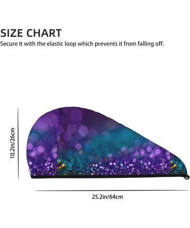 Hair Towel Wrap - Quick-Dry Turban with Button | Eco-Friendly Glitter Design (Purple & Green) - Perfect for Faster Hair Drying - Buy Online on GoSupps.com