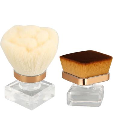 Makeup Foundation Brush Synthetic 2pcs Strong Grasping Power Transparent Base Loose Powder Foundation Brush for Home - Buy Online on GoSupps.com