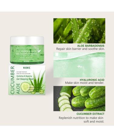 Hydrating Hyaluronic Acid Face Mask | Cooling Gel with Cucumber Extract | Overnight Moisturizer for All Skin Types | Deep Hydration & Acne Improvement - Buy Online on GoSupps.com