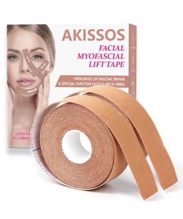 Face Tape Wrinkle Tape - Akissos Wrinkle Patches Forehead and Between Eyes Facial Myofascial Tape Wrinkle Patch Forehead Wrinkles 5cm Width 2.5cm*5m