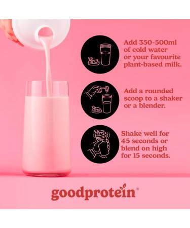Good Protein Vegan Plant-based Protein Powder 100% Natural Non-GMO Dairy-free Gluten-free Soy-free No Added Sugar and Nothing Artificial. Strawberries & Cream All-in-One Shake 880 grams Strawberries & Cream 880 g - Buy Online on GoSupps.com