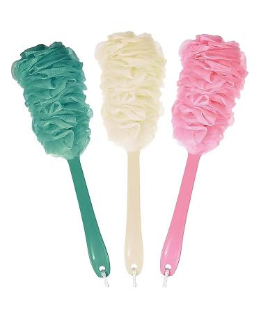 Bath Brush 3 Pack Long Handle Bath Brush Long Handle for Skin Exfoliation and Cellulite Massage (3 Colors)