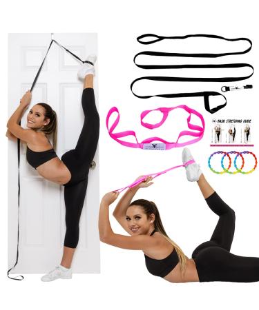 Stunt Stand Door Flexibility & Stretching Leg Strap - Great for Cheer, Dance, Gymnastics or Any Sport! Free How-to-Use Links Included  Black