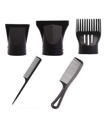 1Set Black Portable Replaceable Multifunctional Hair Dryer Blower Nozzles with Combs Barber Salon Home Use Flat Mouth Air Wind Concentrators for Hair Drying Styling