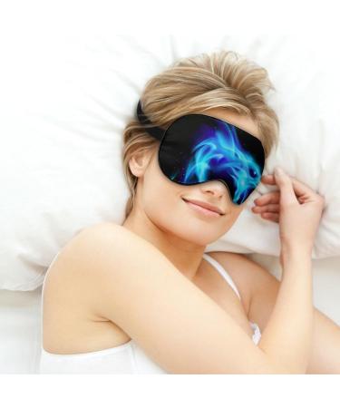 Silk Sleep Eye Mask - Adjustable Strap Black Blue Fire Dragon Art - Perfect for Men & Women Nap Yoga Meditation - 1 Count - Buy Online on GoSupps.com
