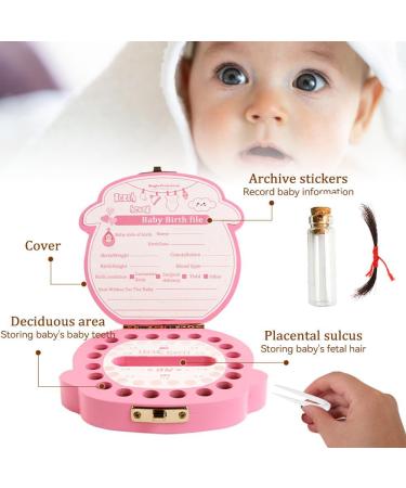 Children's Wooden Tooth Box - Baby Teeth Keepsake Organizer for Boys and Girls | Souvenir Baby Tooth Storage Box - Pink/Girl - Buy Online on GoSupps.com