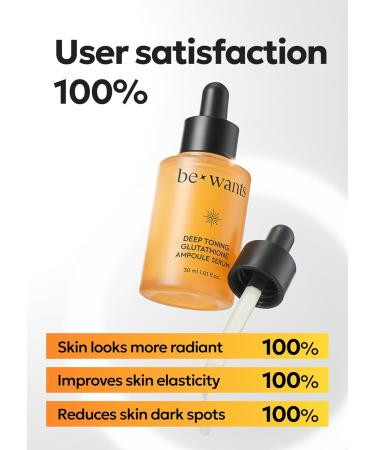 bewants Deep Toning Glutathione Ampoule Serum | Korean Skincare with Vitamin C & Calendula Extract Oil 1.01 fl.oz + 0.33 fl.oz (2 Pack) Glutathione Serum 2 Pack - Buy Online on GoSupps.com