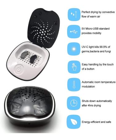 Portable USB Electric Dehumidifier Hearing Aid Dryer - Energy-efficient & Safe, Temperature Range 104-122 Degree - Buy Online on GoSupps.com
