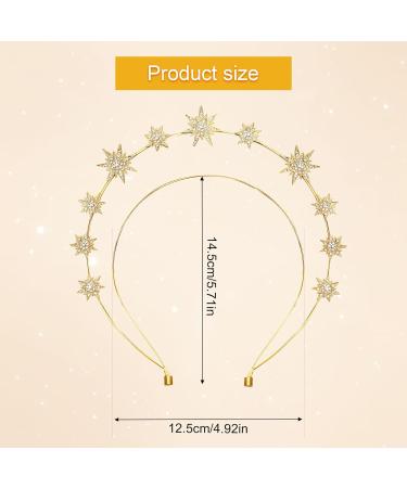 Stars Headband Double Layer Star Halo Crown Hairband Star Rhinestone Tiara Goddess Headpiece Bridal Wedding Crown Hair Accessories for Women Girls (Golden) - Buy Online on GoSupps.com