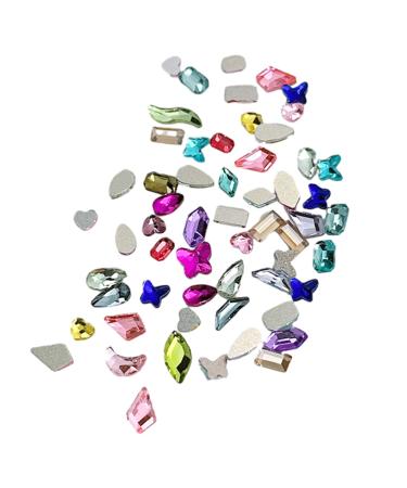 FEIlei 100Pcs Mixed Glass Crystal Hybrid Diamond Rhinestones Nail Art Decorations Drop Rhombus Flatback Stones 3D Gems