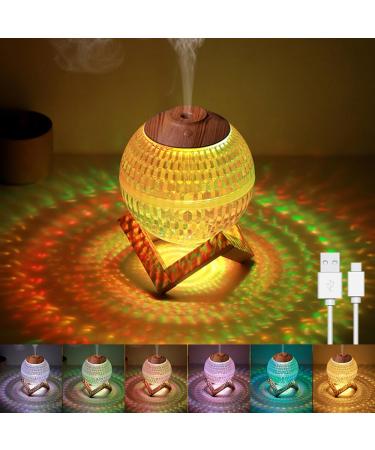 Gobesty crystal night light humidifier with 7 colors LED light ultrasound humidifier 450ml silent diffuser aroma diffuser for fragrance oils electrical fragrance lamp wood humidifier for bedrooms