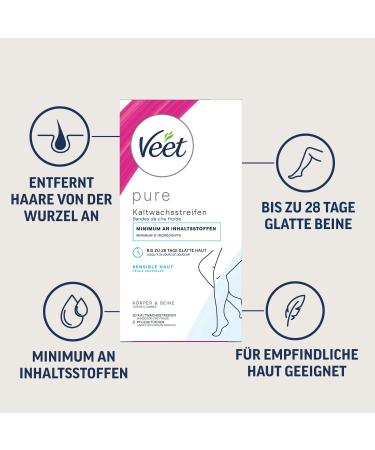 Veet Pure Cold Wax Strips for Sensitive Skin - Easy-Gelwax Technology 4 Pack (88 Strips) - Perfect for Body & Legs - Buy Online on GoSupps.com