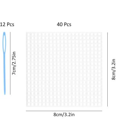 40 Piece Clear Plastic Mesh Canvas Sheets 7 Count + Needles for Embroidery, Knit, Crochet - 3.2x3.2 Inch - Buy Online on GoSupps.com