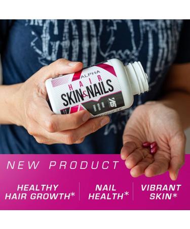 Alpha Supps Hair Skin and Nails Supplement for Women - Vibrant HSN Health and Strength with Biotin Collagen and Vitamins to Support Hair Growth Thickness and Skin Radiance - 90 Capsules - Buy Online on GoSupps.com