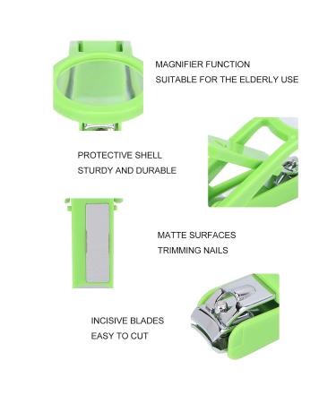 Senior-Friendly Nail Clipper with Magnifying Glass - Stainless Steel Adjustable Fingernail & Toenail Cutter (Green) - Perfect for Seniors & Babies - Buy Online on GoSupps.com