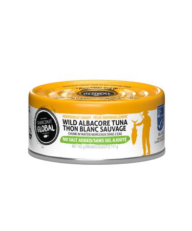 Raincoast Trading Global Chunk Albacore Tuna in Water No Salt Added Certified Sustainable Wild-Caught Pole and Line High Protein Keto Friendly - Case of 12 142g Cans