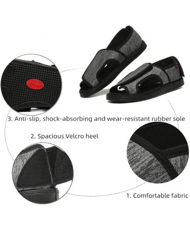 Fohapfam Women's Diabetic Slippers - Adjustable Arthritis Edema Sandals | Extra Wide Swollen Feet Footwear for Hallux Valgus Recovery | Grey - Buy Online on GoSupps.com