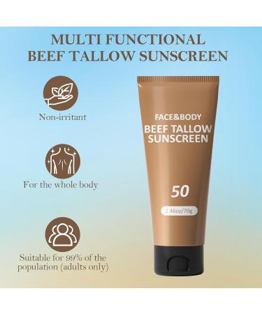 Beef Tallow for Skin Tallow Sunscreen Beef Tallow Sunscreen Unscented Grass-Fed Beef Tallow Natural Moisturizing Cream for All Skin Type Deep Hydration Non Greasy Anti White Cast - Buy Online on GoSupps.com