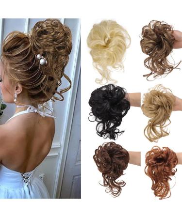 Hair Part Hair Tie Updos | Messy Bun & Curly Updo for Women & Girls - 30T4 Dark Brown Mix Light Auburn | Shop Internationally - Buy Online on GoSupps.com