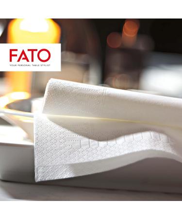 Fato Disposable Paper Napkins - 100 Pack 24x24cm 4-Folded 2-Layer White Eco-Friendly Cellulose - Perfect for Aperitifs & Cocktails - Buy Online on GoSupps.com