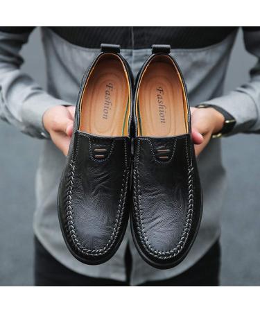 LATINDAY Men's Premium Genuine Leather Loafers - Black - Buy Online on GoSupps.com