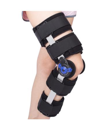 Hinged ROM Knee Brace Post Op Knee Support Adjustable Knee Immobilizer with Side Leg Stabilizers for Men and Women for Meniscus Tear Arthritis ACL PCL Osteoarthritis Orthopedic Rehab (Black)