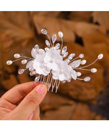 IYOU Princess Wedding Hair Combs White Flower Headpiece Pearl Bridal First Communion Hair Accessories for Girls - Buy Online on GoSupps.com